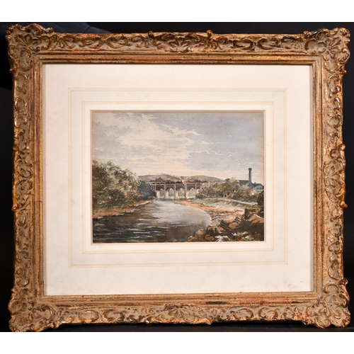 142 - Early 20th Century English School. A Steam Train Crossing a Bridge, Watercolour, 6.25” x 8.25” (15.8... 