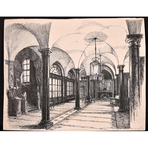 166 - J… R... Way (19th Century) British. “Ironmongers Hall”, Ink, Signed with Initials, Unframed, 8.5” x ... 