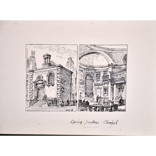 166 - J… R... Way (19th Century) British. “Ironmongers Hall”, Ink, Signed with Initials, Unframed, 8.5” x ... 