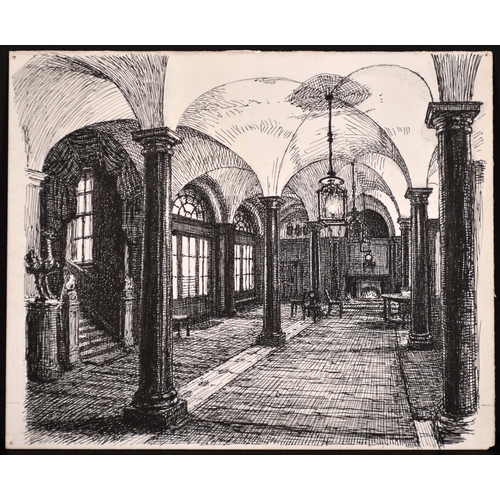 166 - J… R... Way (19th Century) British. “Ironmongers Hall”, Ink, Signed with Initials, Unframed, 8.5” x ... 