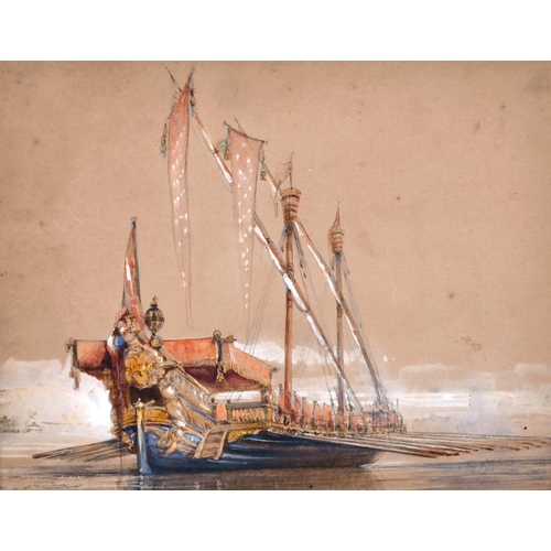 168 - 19th Century English School. A Venetian Barge, Watercolour, Mounted, Unframed, 5.5” x 7” (14 x 17.8c... 