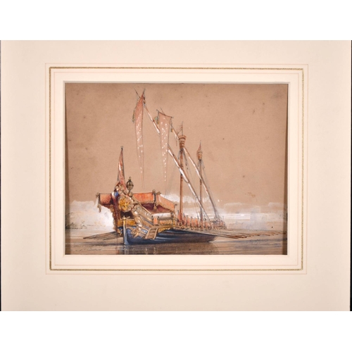 168 - 19th Century English School. A Venetian Barge, Watercolour, Mounted, Unframed, 5.5” x 7” (14 x 17.8c... 