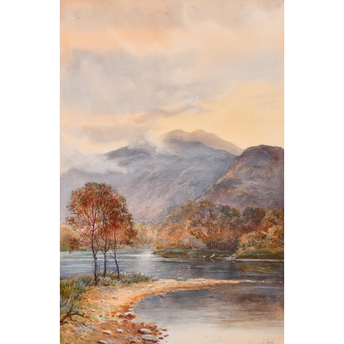 169 - J… Hill (19th – 20th Century) British. A Mountainous River Landscape, Watercolour, Signed, 19.5” x 1... 