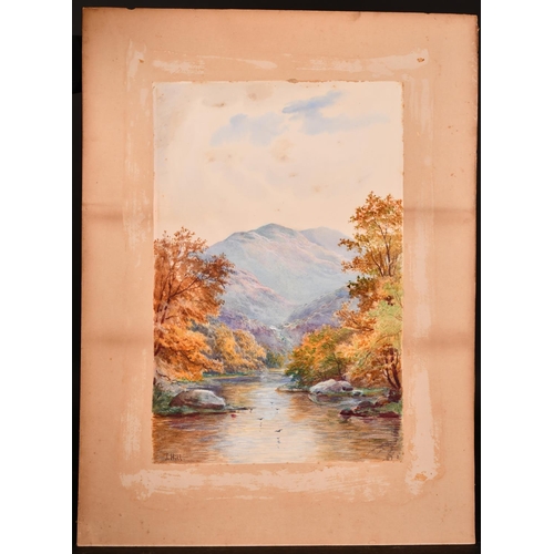 169 - J… Hill (19th – 20th Century) British. A Mountainous River Landscape, Watercolour, Signed, 19.5” x 1... 