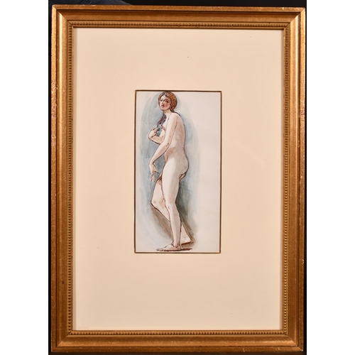 175 - William Edward Frost (1810-1877) British. Study of a Standing Female Nude, Watercolour Pen and Ink, ... 