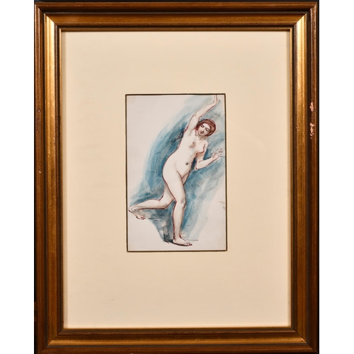 175 - William Edward Frost (1810-1877) British. Study of a Standing Female Nude, Watercolour Pen and Ink, ... 