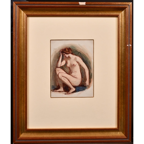 177 - William Edward Frost (1810-1877) British. Study of a Female Nude, Watercolour Pen and Ink, Inscribed... 