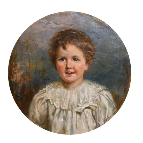 189 - Felix Stone Moscheles (1833-1917) British. Portrait of a Young Boy, Oil on Canvas, Signed and Dated ... 