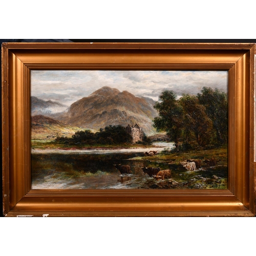 201 - William Langley (act. 1880-1920) British. “Eilean Donan, Loon Lomond”, Oil on Canvas, Inscribed on a... 