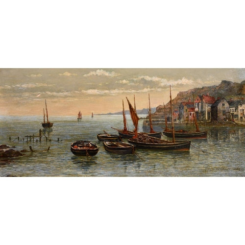 206 - Albert Hodder (c.1850-c.1895) British. A Harbour Scene, with Moored Boats, Oil on Canvas, Signed and... 