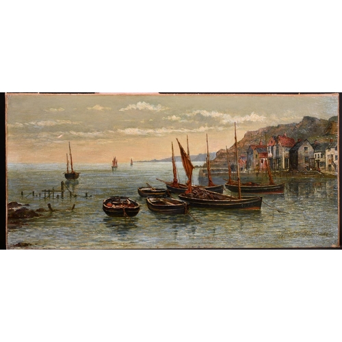 206 - Albert Hodder (c.1850-c.1895) British. A Harbour Scene, with Moored Boats, Oil on Canvas, Signed and... 