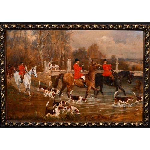 224 - Percy Gravely (19th – 20th Century) British. A Hunting Scene, Oil on Canvas, Signed, 16” x 24” (40.8... 