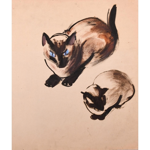 233 - 20th Century English School. Study of a Cat, Mixed Media, Unframed, 23” x 20.25” (58.4 x 51.5cm)