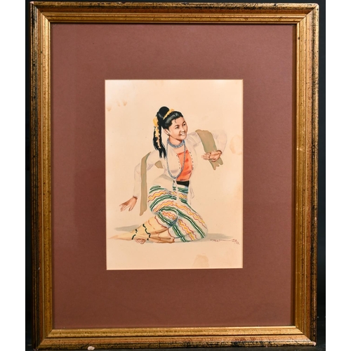 276 - U Thein Maung (20th Century) Burmese. A Dancing Girl, Watercolour, Signed and Dated ’58, 9” x 6.5” (... 