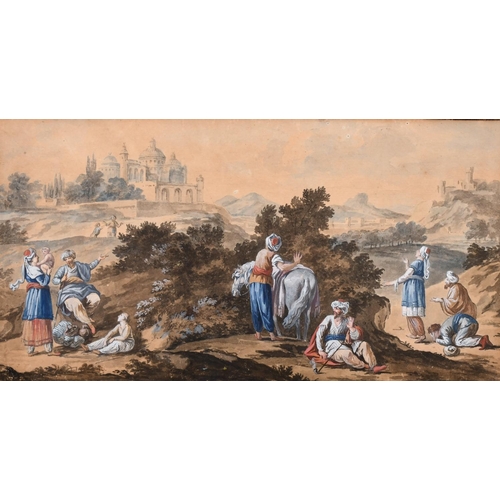 279 - Late 18th Century English School. A Middle Eastern Scene, Watercolour and Gouache, 8.75” x 17.5” (22... 