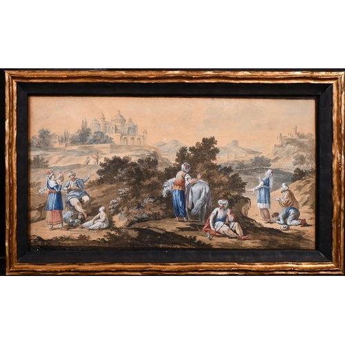 279 - Late 18th Century English School. A Middle Eastern Scene, Watercolour and Gouache, 8.75” x 17.5” (22... 