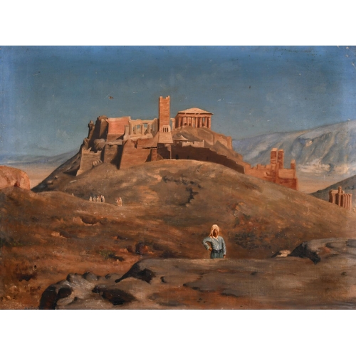 280 - Alfred de Curzon (1820-1895) French. The Acropolis with a Figure in the foreground, Oil on Canvas, S... 