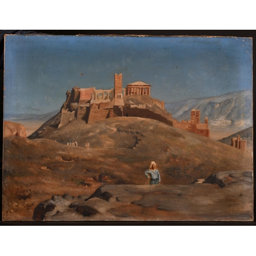 280 - Alfred de Curzon (1820-1895) French. The Acropolis with a Figure in the foreground, Oil on Canvas, S... 