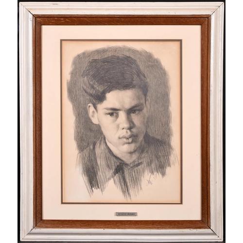 285 - Yevgeny Troshev (1928-    ) Russian. “Head of a Boy”, Pencil, Signed with Initials and Dated ’57, an... 