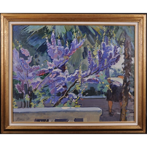 297 - Viktor Fedorovitch Vassine (1919-1997) Russian. “In the Backyard”, with a Profusion of Flowers, Oil ... 