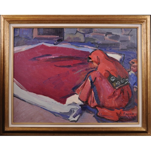 298 - Viktor Fedorovitch Vassine (1919-1997) Russian. “Working”, Carpet Makers, Oil on Canvas, Signed in C... 