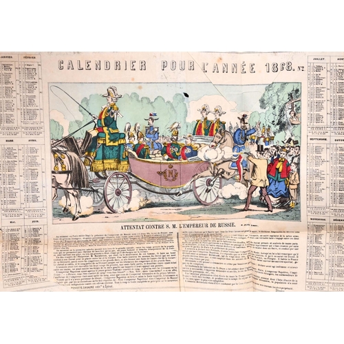 303 - 19th Century French School. ‘Calendrier pour l’Annee 1868’, Print, Unframed, 15” x 21” (38 x 53cm), ... 