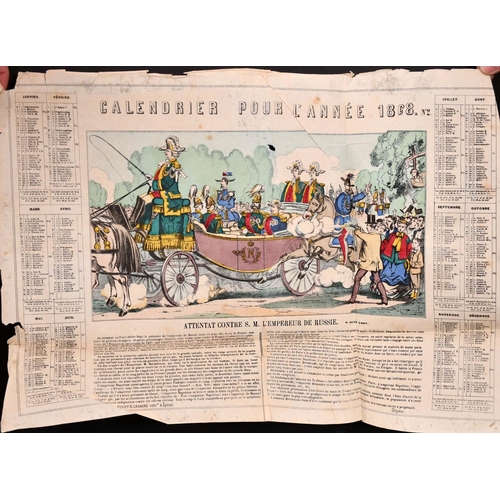 303 - 19th Century French School. ‘Calendrier pour l’Annee 1868’, Print, Unframed, 15” x 21” (38 x 53cm), ... 