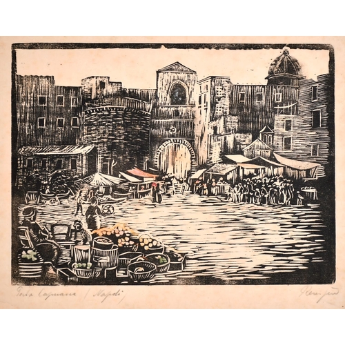 307 - 20th Century Italian School. “Porta Capuana, Napoli”, woodcut, Indistinctly Signed and Inscribed, Un... 