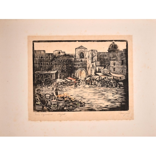 307 - 20th Century Italian School. “Porta Capuana, Napoli”, woodcut, Indistinctly Signed and Inscribed, Un... 