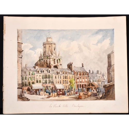 308 - 19th Century French School. “La Haute Ville Bologne”, Watercolour, Inscribed, Unframed, 6.5” x 9” (1... 