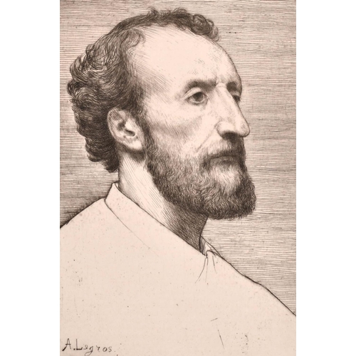 314 - Alphonse Legros (1837-1911) French/British. Portrait of Jules Dalou (Sculptor, 1838-1902), Etching, ... 