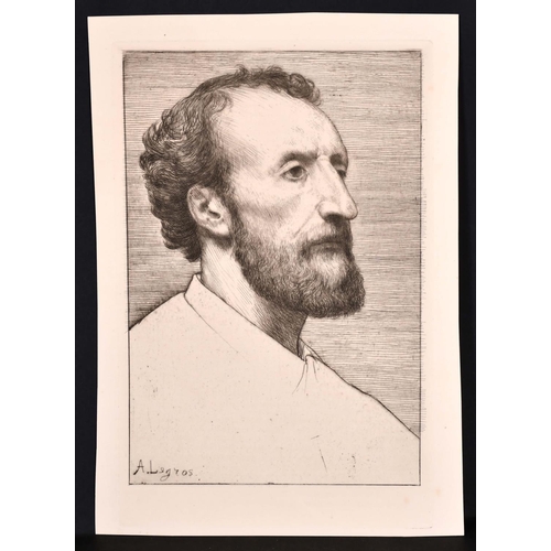 314 - Alphonse Legros (1837-1911) French/British. Portrait of Jules Dalou (Sculptor, 1838-1902), Etching, ... 