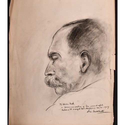 317 - Leo Sarkadi (1879-1947) Hungarian. Head Study of a Man, Charcoal, Signed, Inscribed and Dated 1937, ... 