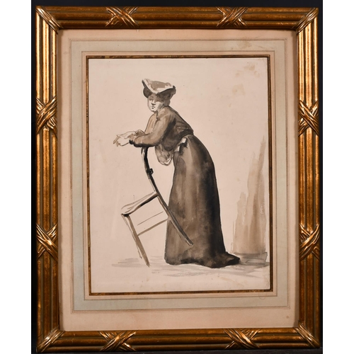 319 - Attributed to Constantin Guys (1802-1892) Dutch/French. Study of a Lady leaning on a Chair, Watercol... 