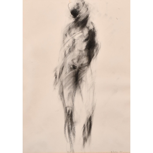 320 - Giuseppe Ajmone (1923-2005) Italian. A Standing Figure, Charcoal, Signed and Dated ’66 in Pencil, 17... 