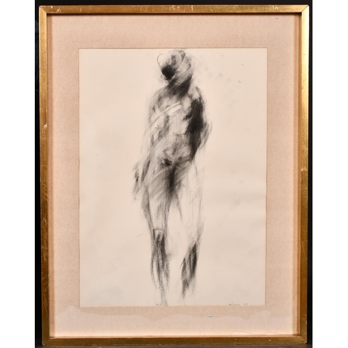 320 - Giuseppe Ajmone (1923-2005) Italian. A Standing Figure, Charcoal, Signed and Dated ’66 in Pencil, 17... 