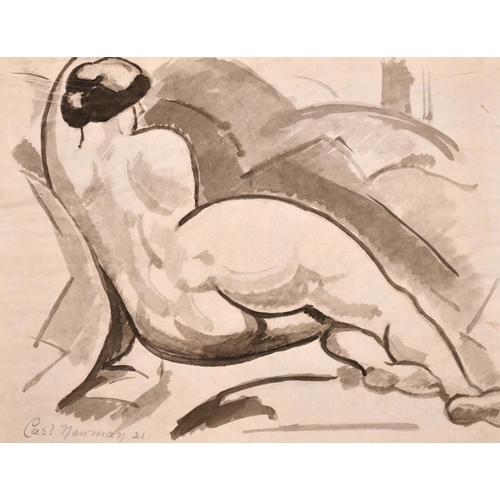 323 - Carl Neuman (20th Century) European. A Reclining Nude, Watercolour, Signed and Dated ’21 in Pencil, ... 