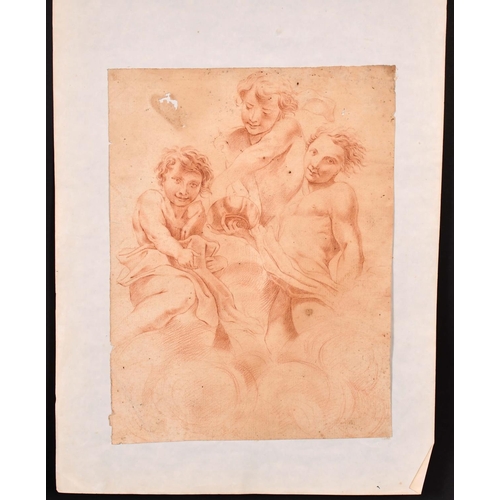 39 - 18th Century Italian School. Study of Three Boys, Sanguine, Unframed, 11” x 8.5” (28.2 x 21.5cm)