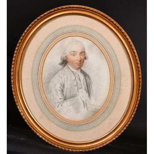 45 - F… J… Rouss… (18th Century) European. Bust Portrait of a Man, Chalk, Signed and Dated 1789, and exte... 