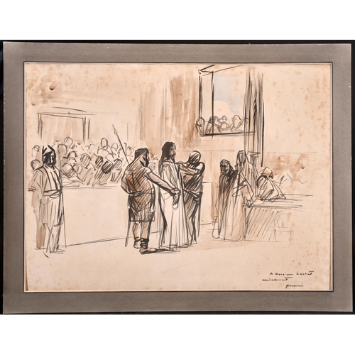 47 - Jean-Louis Forain (1852-1931) French. Christ before Pontius Pilate, Watercolour and Ink, Signed and ... 