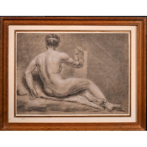 49 - 18th Century French School. Study of the back view of a Naked Woman, Chalk, 9.5” x 13.5” (24.2 x 34.... 