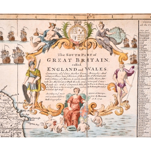 6 - Herman Moll (1654-1732) British. “The South Part of Great Britain called England and Wales”, Map, Un... 