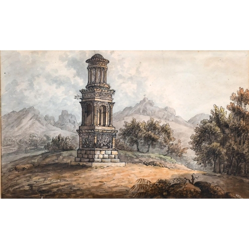 67 - 18th Century French School. ‘Ruins at Roman Monument at Mt Remy, Provence, 1782’, Watercolour, Inscr... 