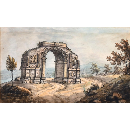 67 - 18th Century French School. ‘Ruins at Roman Monument at Mt Remy, Provence, 1782’, Watercolour, Inscr... 