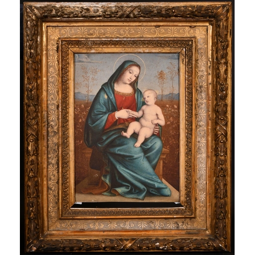 75 - After Giacomo Raibolini Francia (c.1486-1557) Italian. ‘Madonna con Bambino’, Watercolour, in a carv... 