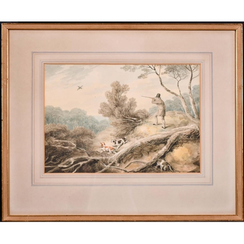 84 - Samuel Howitt (c.1765-1822) British. A Shooting Scene, Watercolour, Signed, and Inscribed on a label... 