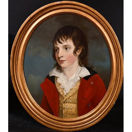 89 - 18th Century English School. A Portrait of Master Reade of Wrangle Hall, Oil on Panel, Oval, 13.75” ... 