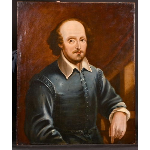 91 - Thomas Spinks (1847-1927) British.  A Portrait of William Shakespeare, Oil on Canvas laid down, Insc... 