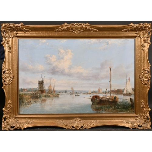 124 - Circle of Pieter Cornelis Dommersen (1834-1908) Dutch. Busy River Scene with Boats, Oil on Canvas, I... 