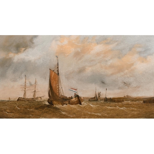 125 - Circle of Arthur Joseph Meadows (1843-1907) British. Shipping by a Busy Harbour, Oil on Canvas, 10” ... 